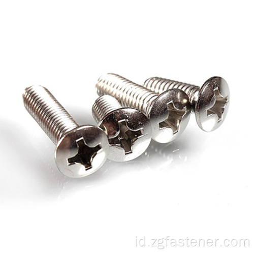 DIN966 Cross Recesed Half Countersunk Screws M5 dengan ujung biasa